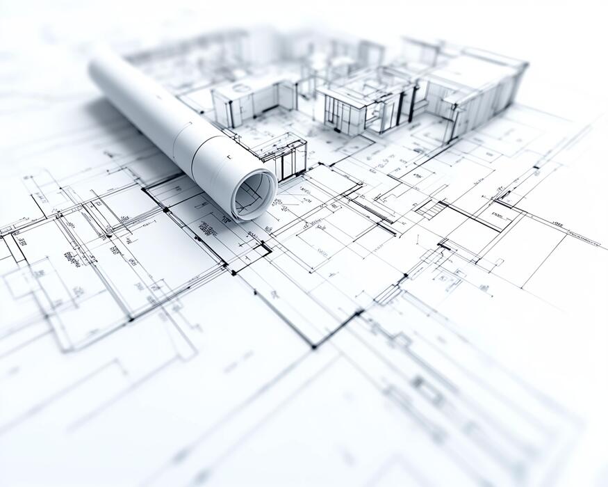 architectural-blueprints-and-3d-house-model-photo